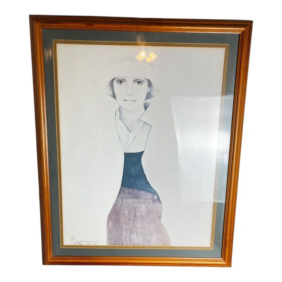 Vintage 20”x30” 1970's Christine RosamondLithograph "Melissa" w/ Signature